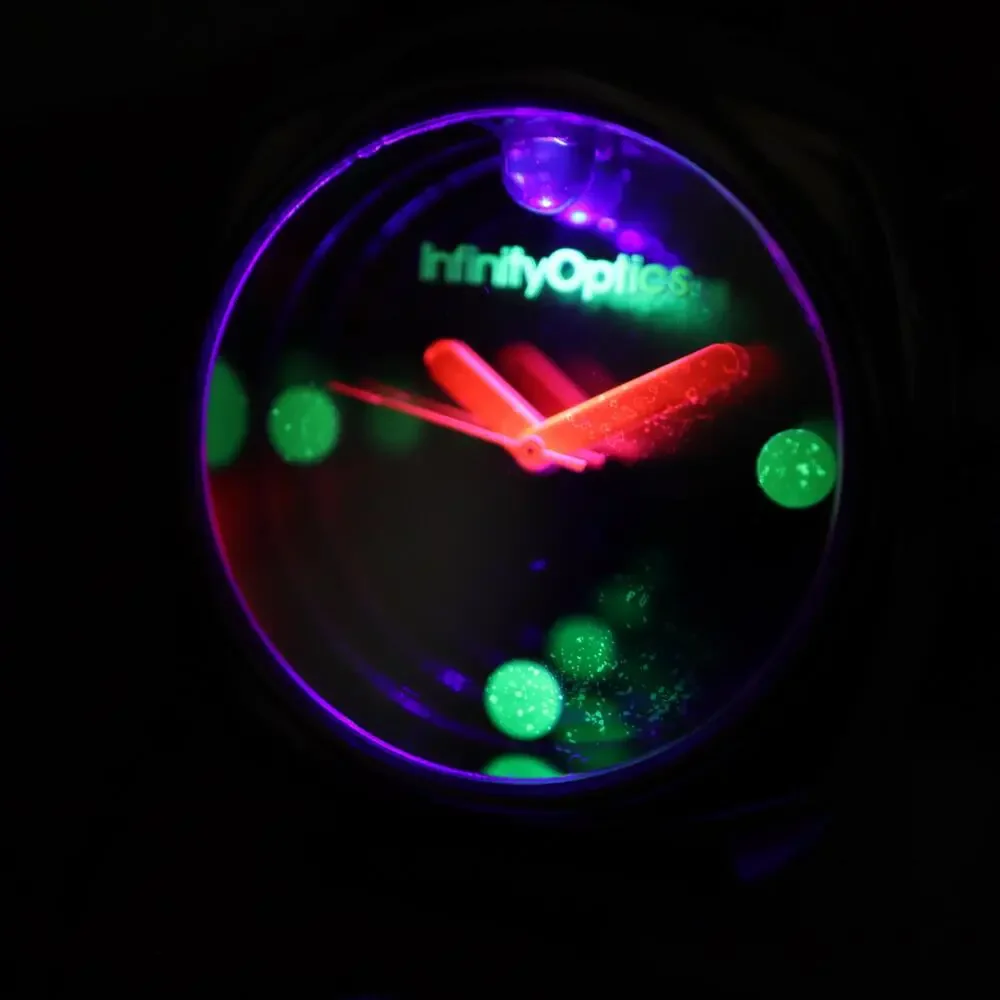 Can You Imagine Infinity Optics Mirror Black Light 45mm Watch Retro WORKING